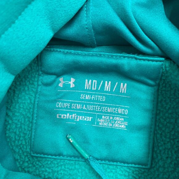 Under Armour Storm Hoodie Womens M Medium Bluegrass Semi Fitted ColdGear Fleece - Picture 11 of 13